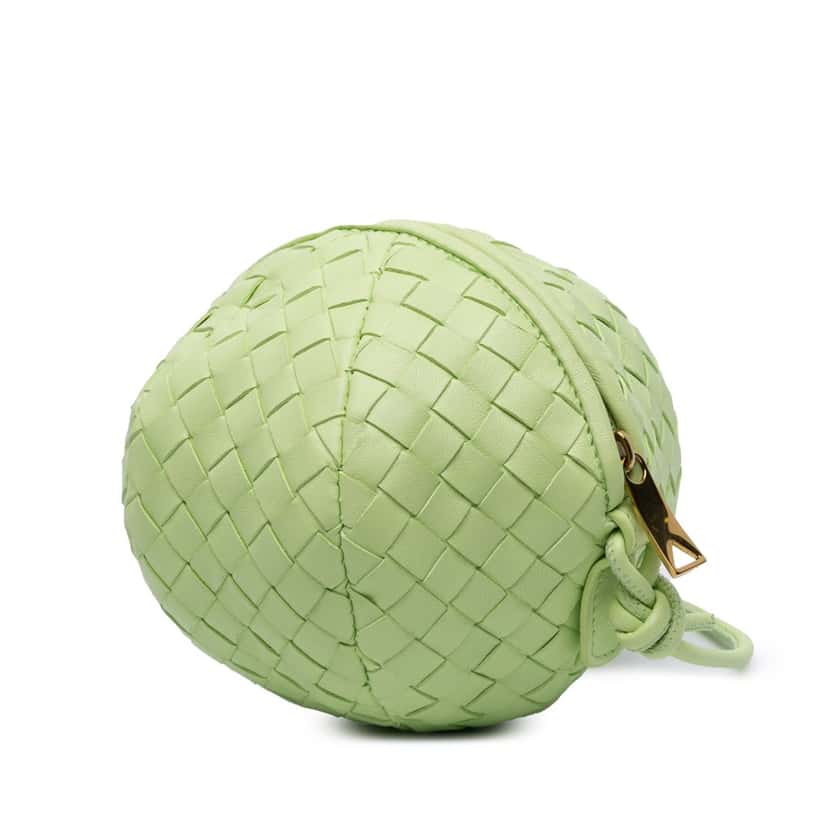 Bottega Veneta Mini Lambskin Intrecciato Mava Crossbody Green Leather Good condition - Back View