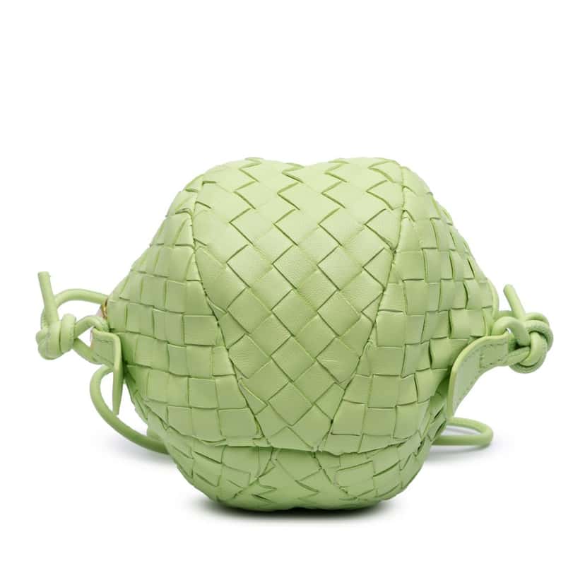 Bottega Veneta Mini Lambskin Intrecciato Mava Crossbody Green Leather Good condition - Inside View