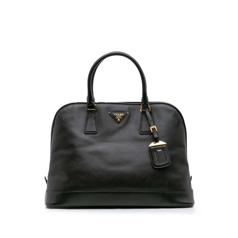 Prada Large Saffiano Lux Open Promenade Satchel Black Leather Good condition - Front View