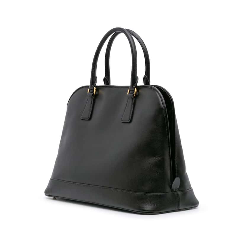 Prada Large Saffiano Lux Open Promenade Satchel Black Leather Good condition - Back View