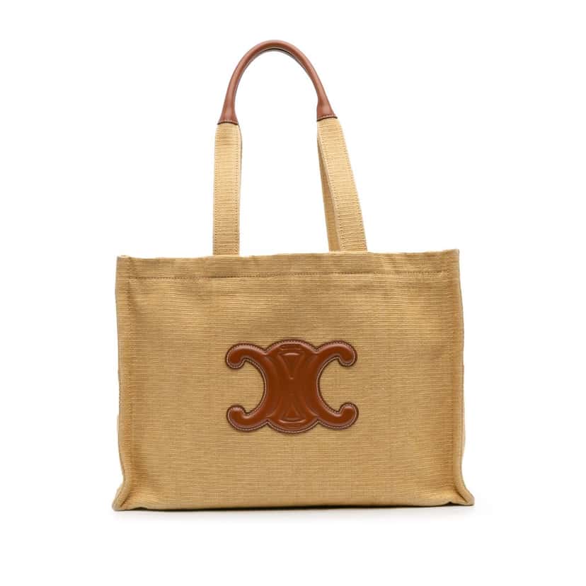 Celine Large Raffia Cuir Triomphe Cabas Thais Tote Brown Good condition - Front View