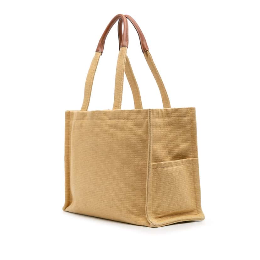 Celine Large Raffia Cuir Triomphe Cabas Thais Tote Brown Good condition - Back View