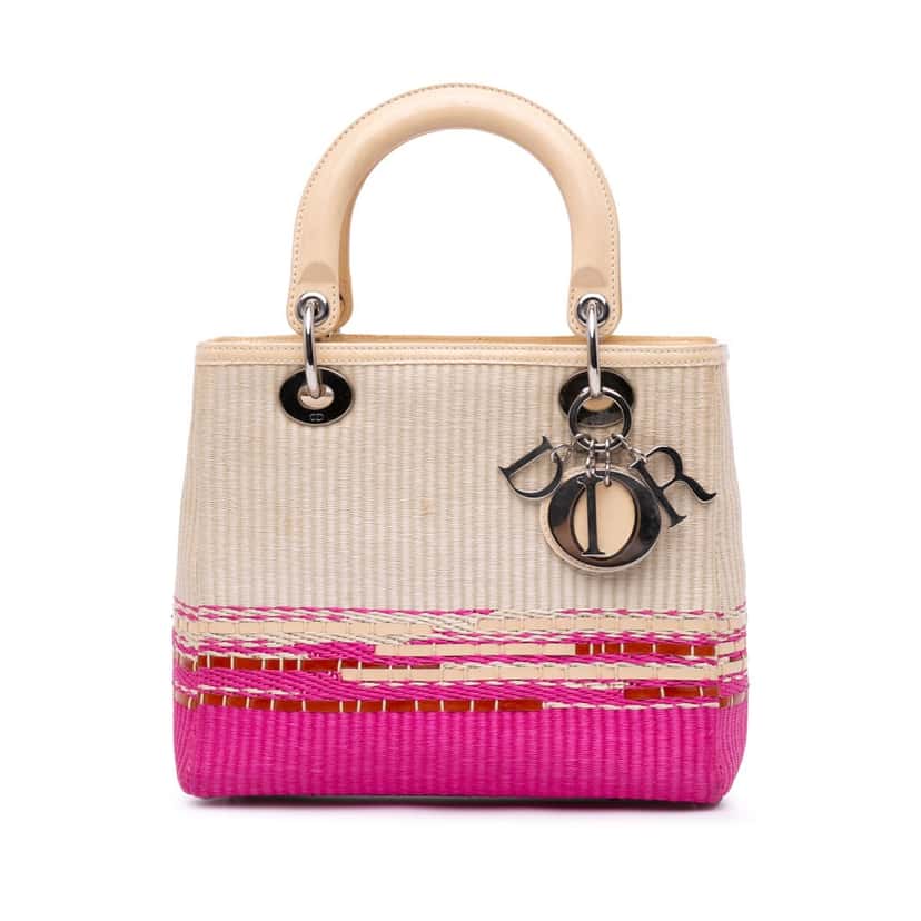 Dior Medium Raffia Lady Dior Brown Good condition - Front View