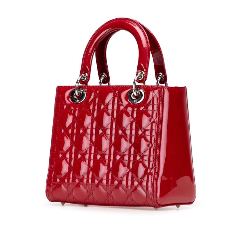 Dior Medium Patent Cannage Lady Dior Red Leather Good condition - Back View