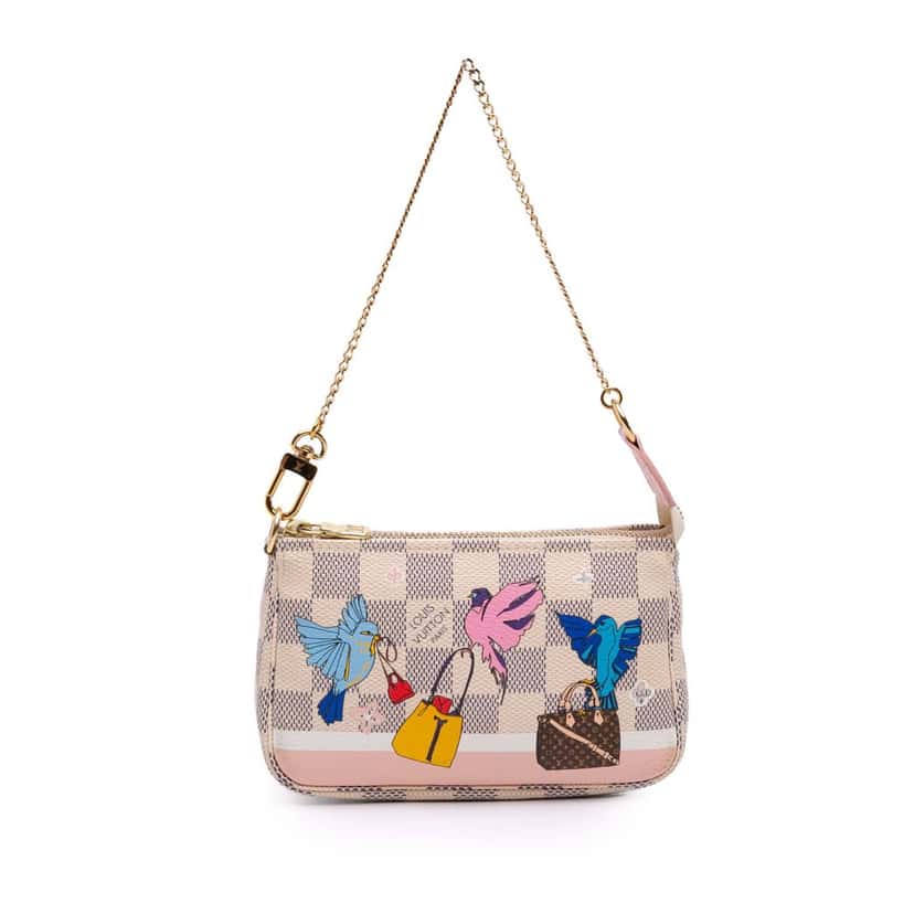 Louis Vuitton Damier Azur Christmas Birds Mini Pochette Accessoires White Canvas Good condition - Front View