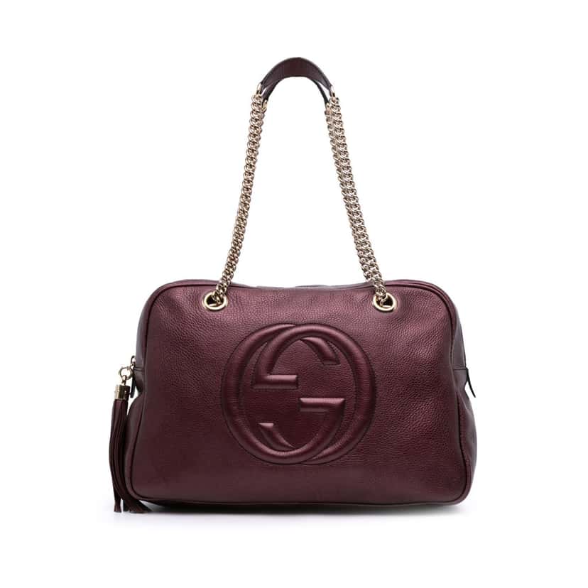 Gucci Metallic Leather Soho Chain Shoulder Red Leather Good condition - Front View