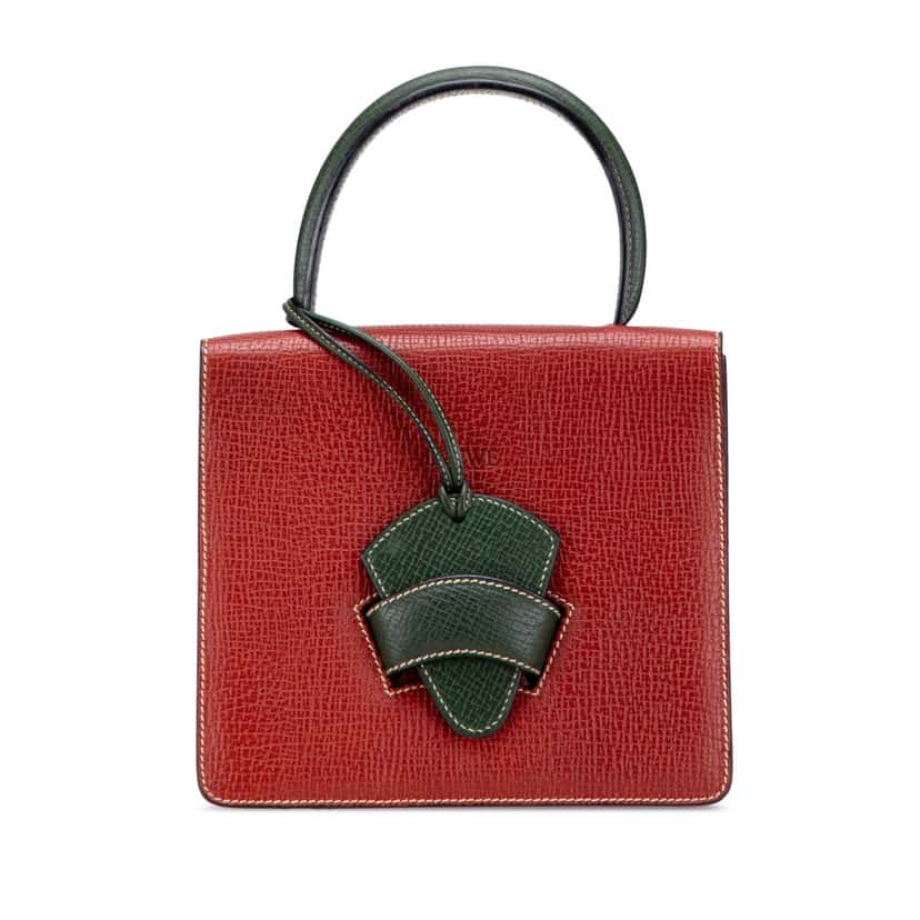 Loewe Textured Leather Barcelona Handbag Red Leather Good condition - Front View