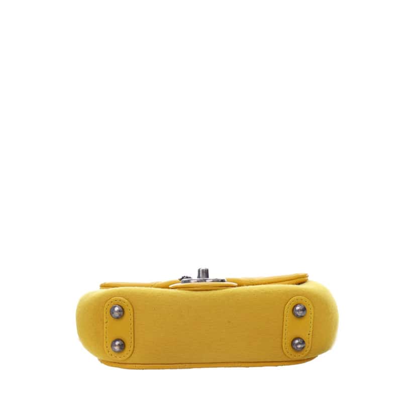 Chanel Mini Square CC Quilted Lambskin and Suede Single Flap Yellow Leather Good condition - Inside View