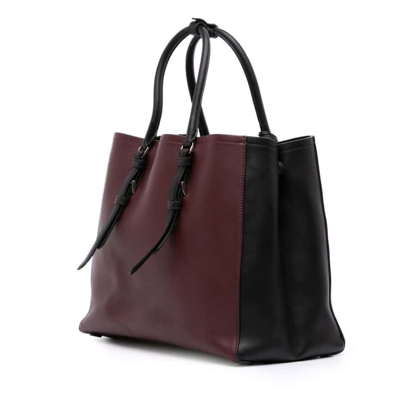 Prada Medium Bicolor City Calf Double Satchel Red Leather Good condition - Back View