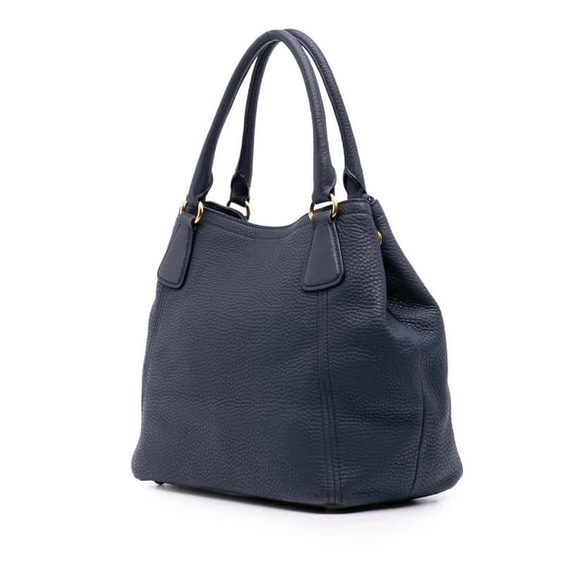 Prada Vitello Daino Open Convertible Tote Blue Leather Good condition - Back View