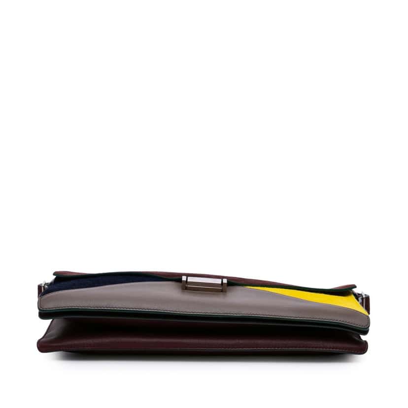 Celine Suede Calfskin and Pony Hair Diamond Clutch Red Leather Good condition - Inside View