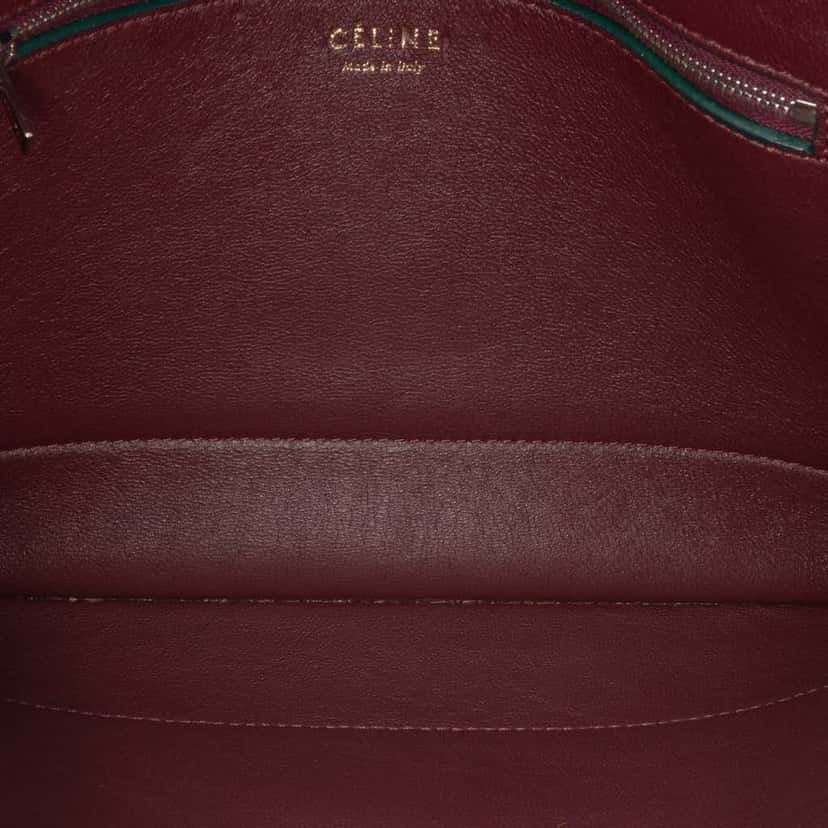 Celine Suede Calfskin and Pony Hair Diamond Clutch Red Leather Good condition - Model View