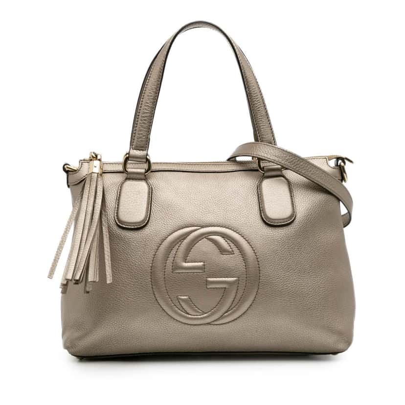 Gucci Small Metallic Leather Soho Working Satchel Gold Leather Good condition - Front View