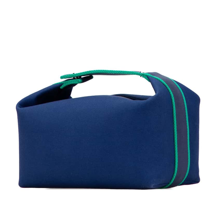 Hermès Large Canvas Bride A Brac Blue Canvas Good condition - Back View