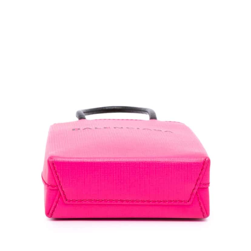 Balenciaga Mini Calfskin Logo Shopping Phone Holder Pink Leather Good condition - Inside View