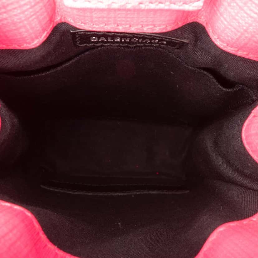 Balenciaga Mini Calfskin Logo Shopping Phone Holder Pink Leather Good condition - Model View