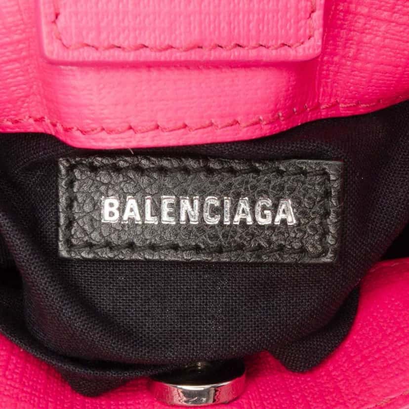 Balenciaga Mini Calfskin Logo Shopping Phone Holder Pink Leather Good condition - Box View