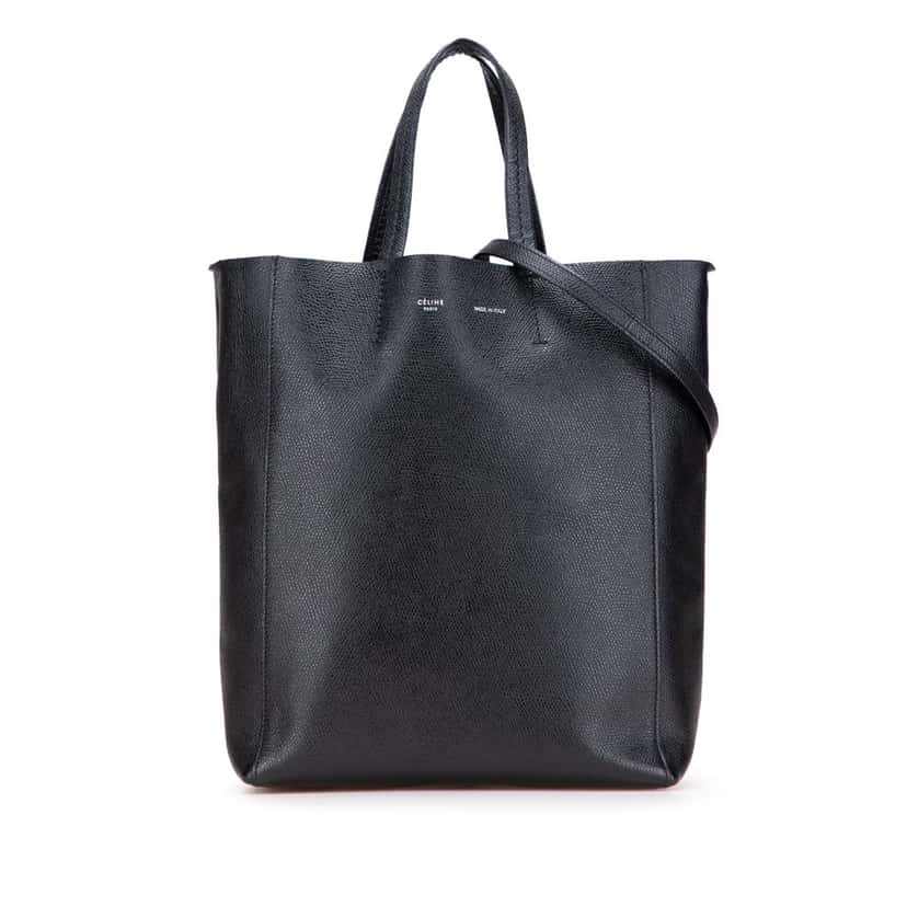 Celine Small Grained Calfskin Vertical Cabas Satchel Black Leather Good condition - Front View
