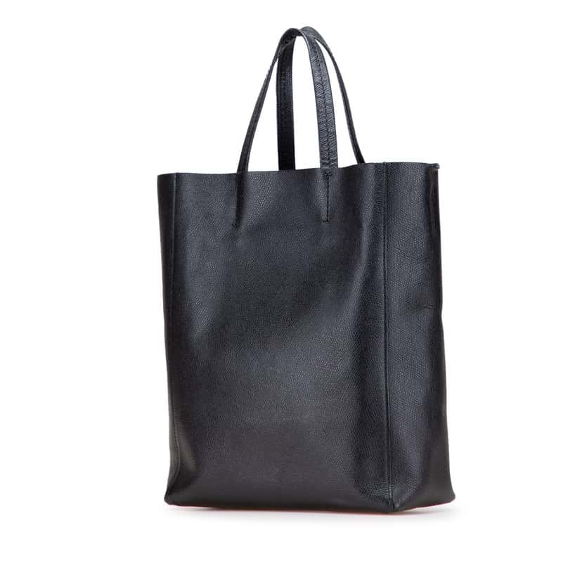 Celine Small Grained Calfskin Vertical Cabas Satchel Black Leather Good condition - Back View