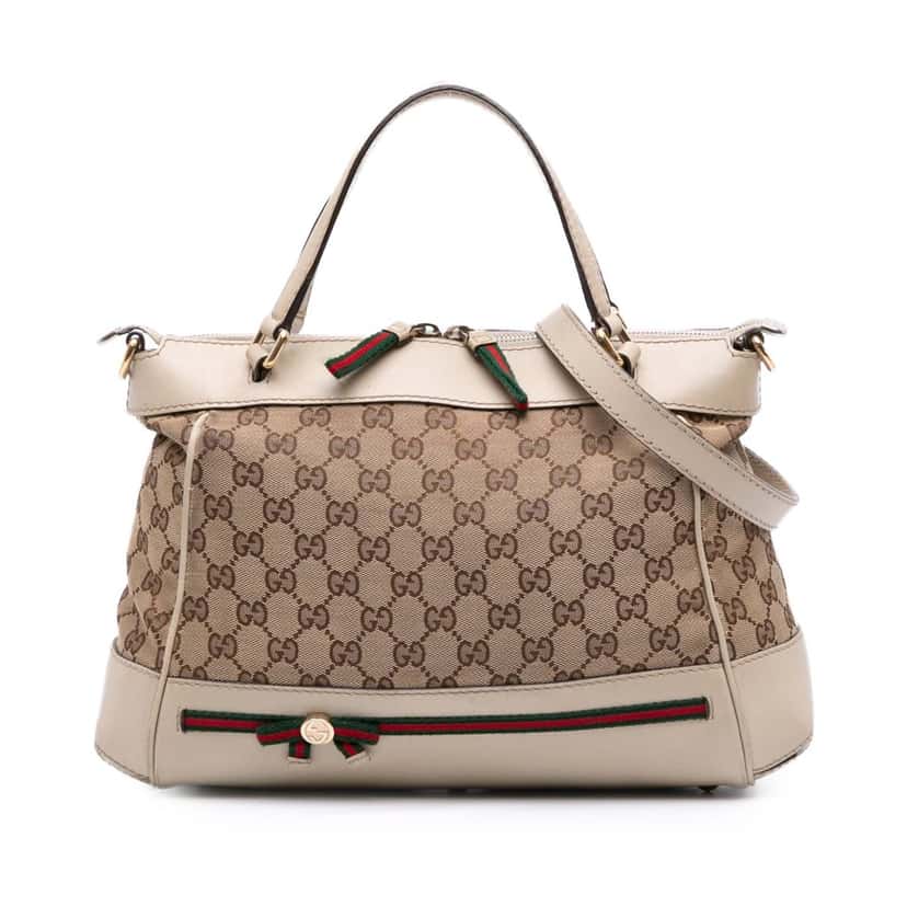 Gucci Small GG Canvas Web Mayfair Satchel Brown Canvas Good condition - Front View
