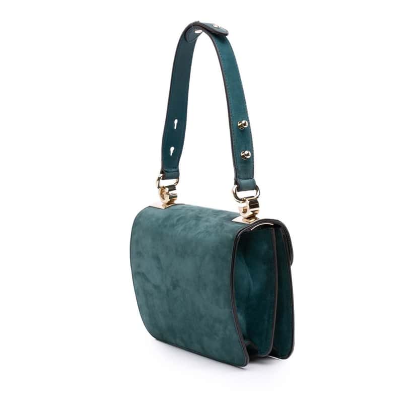 Gucci Nubuck 1973 Flap Handbag Blue Leather Good condition - Back View