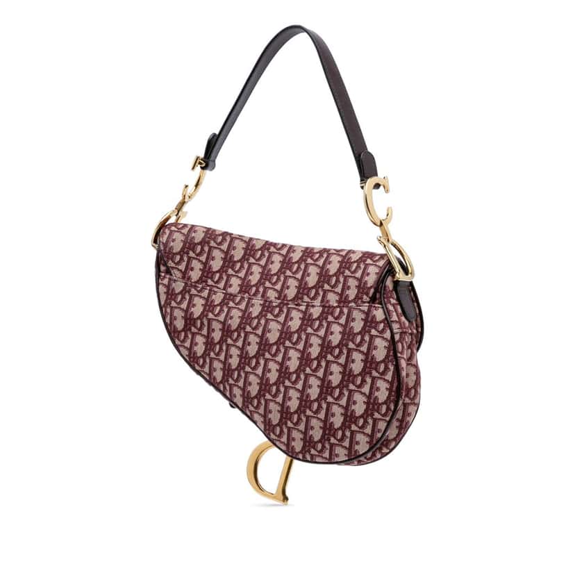 Dior Oblique Canvas Saddle Bag Red Canvas Good condition - Back View