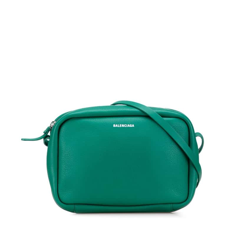Balenciaga Leather Logo Everyday Camera Bag S Green Leather Good condition - Front View