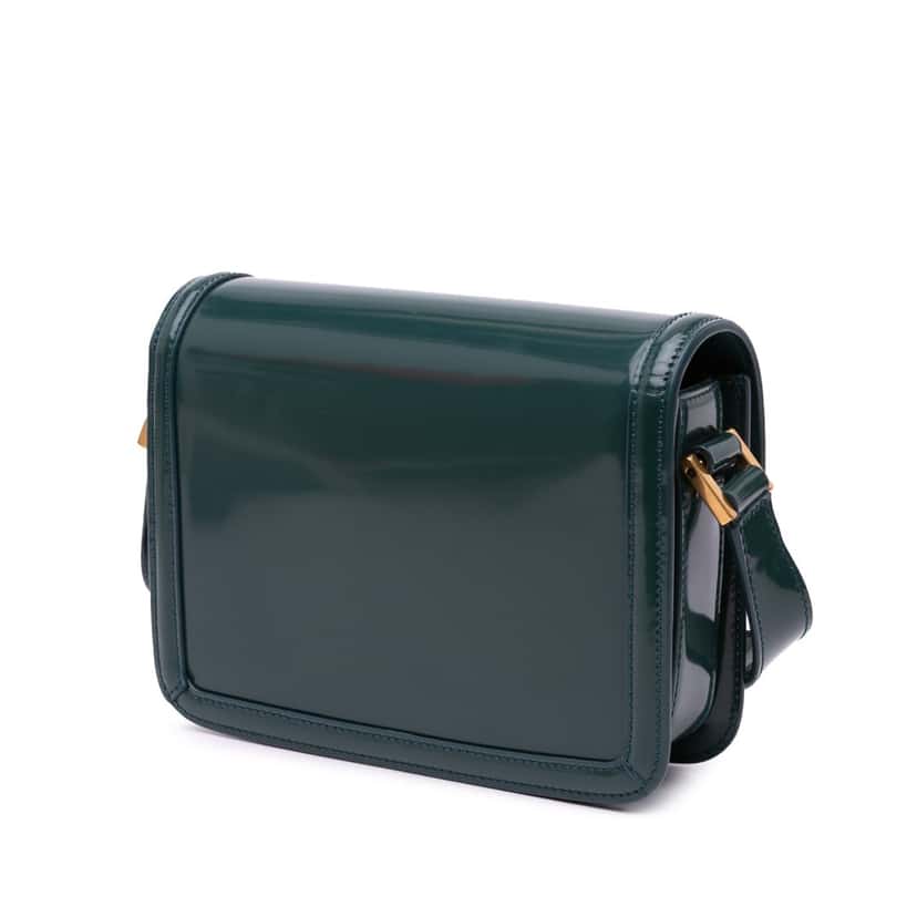 Saint Laurent Small Calfskin Solferino Satchel In Box Green Leather Good condition - Back View