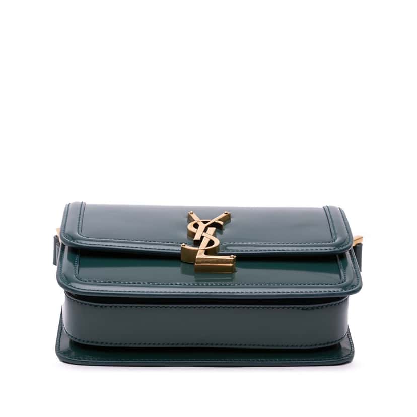 Saint Laurent Small Calfskin Solferino Satchel In Box Green Leather Good condition - Inside View