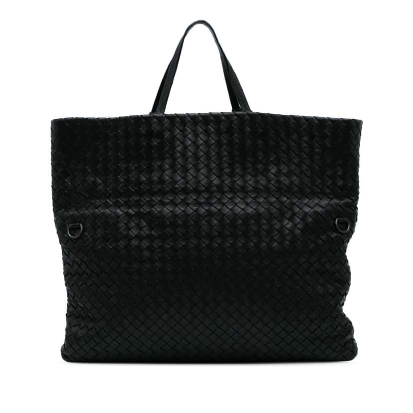 Bottega Veneta Nappa Intrecciato Fold Over Satchel Black Leather Good condition - Front View