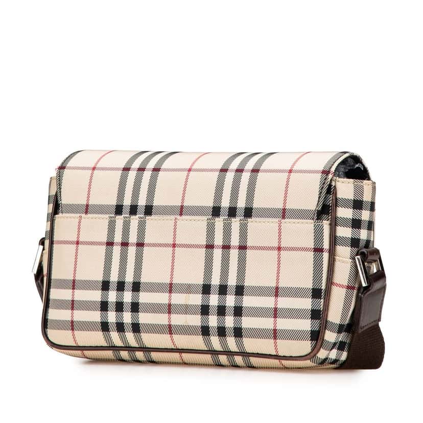 Burberry House Check Canvas Flap Crossbody Brown Canvas Good condition - Back View