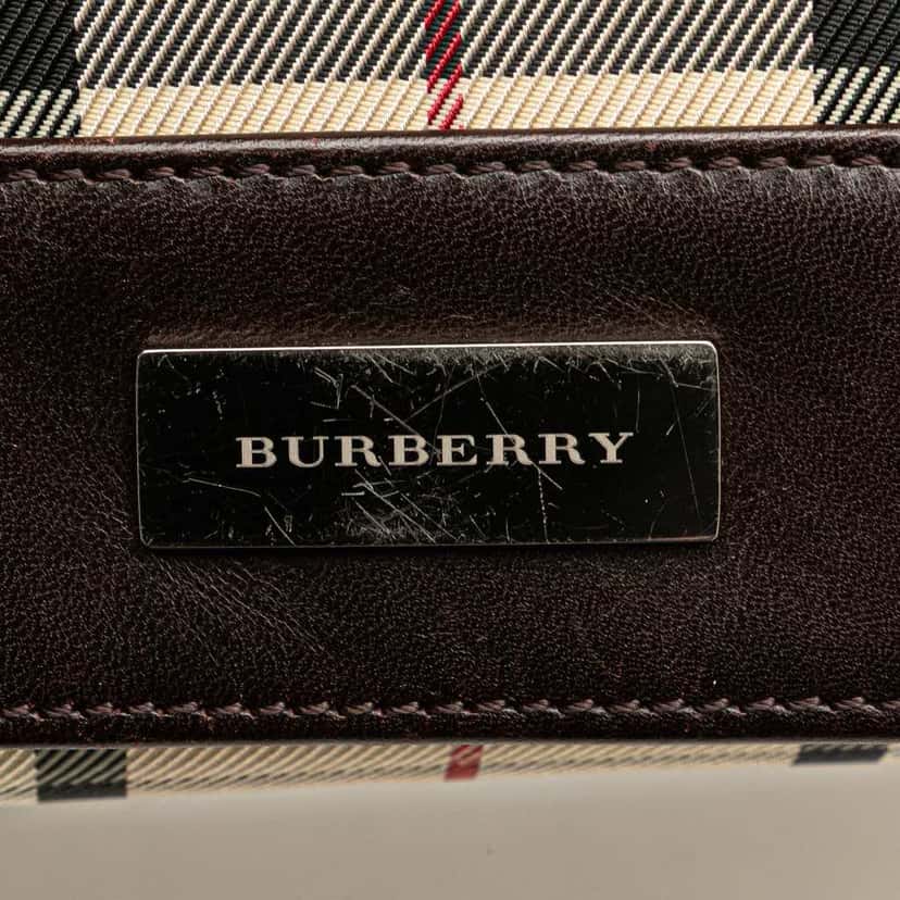 Burberry House Check Canvas Flap Crossbody Brown Canvas Good condition - Box View