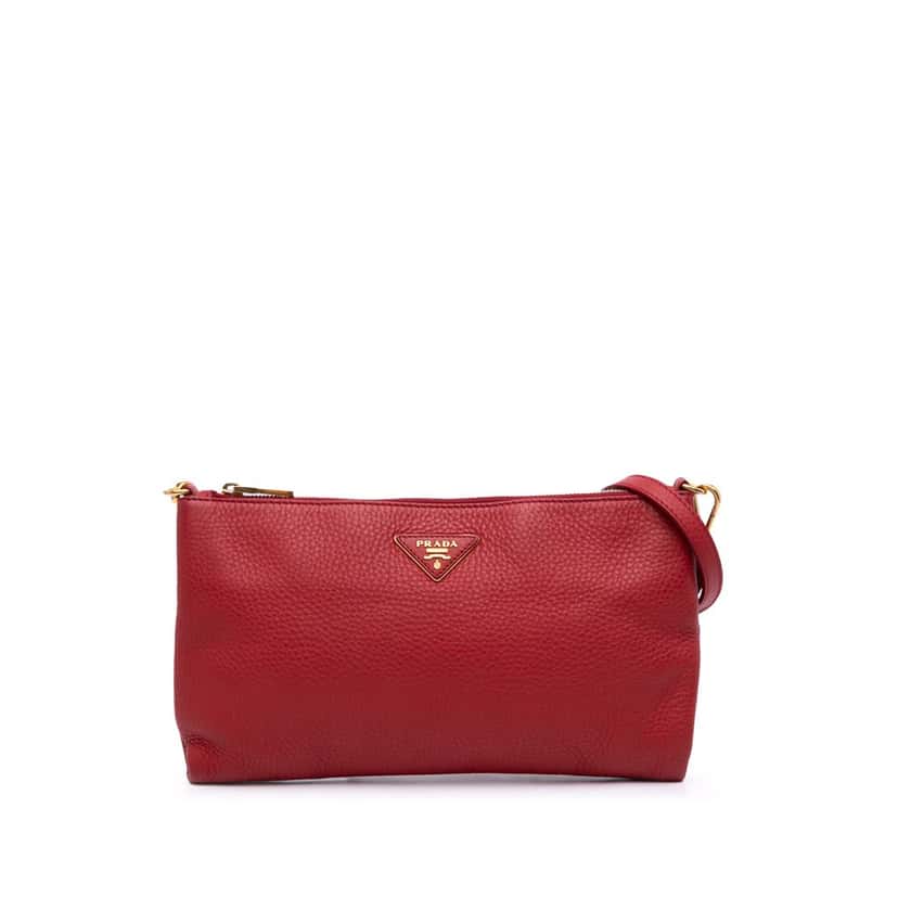 Prada Vitello Daino Crossbody Red Leather Good condition - Front View