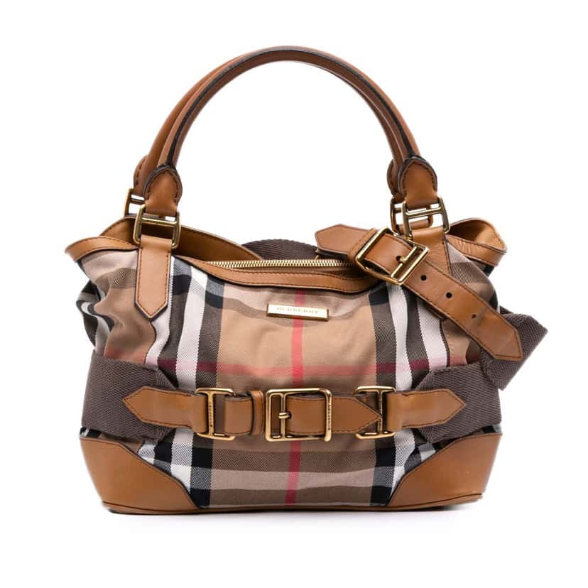 Burberry House Check Canvas Brecon Satchel Brown Canvas Good condition - Front View