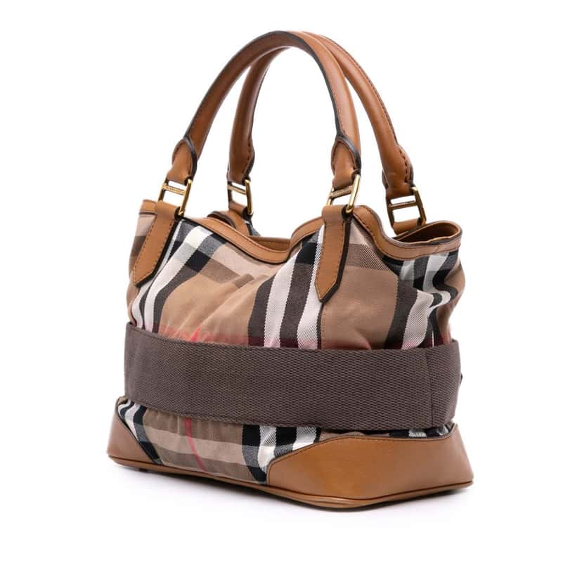 Burberry House Check Canvas Brecon Satchel Brown Canvas Good condition - Back View