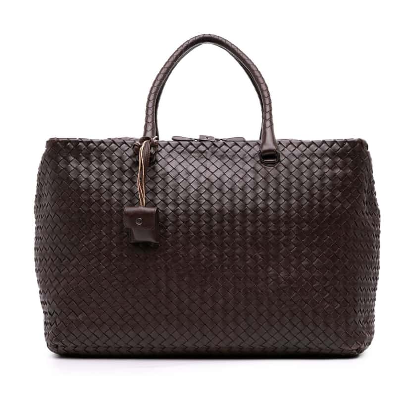 Bottega Veneta Large Nappa Intrecciato Brick Tote Brown Leather Good condition - Front View