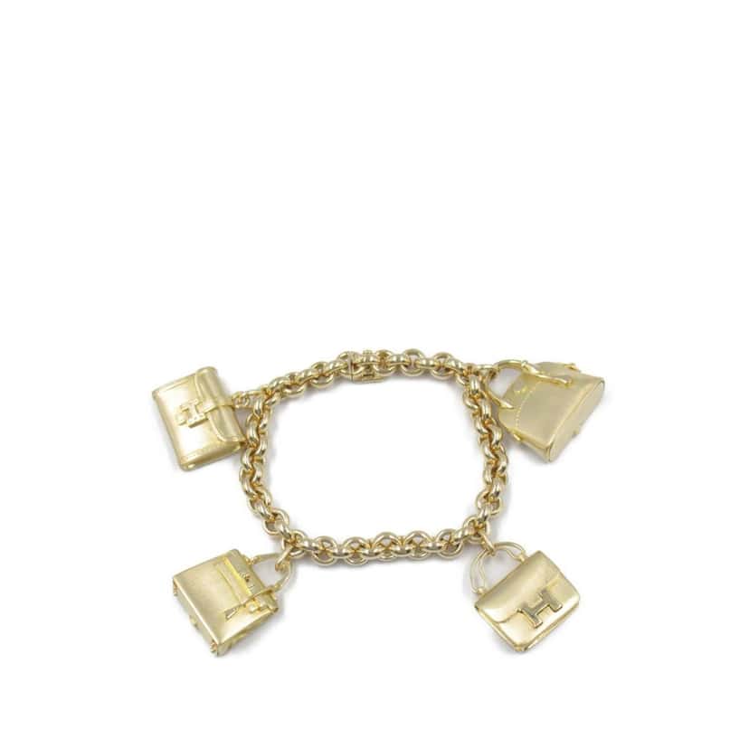 Hermès 18K Yellow Gold Bag Charm Chain Bracelet Gold Gold Good condition - Front View