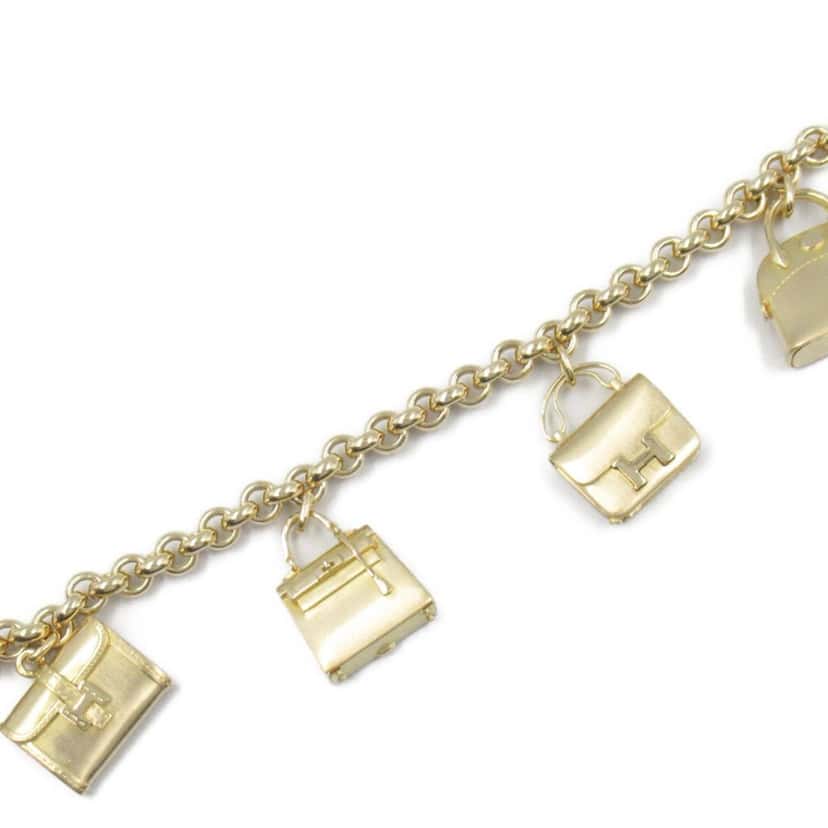 Hermès 18K Yellow Gold Bag Charm Chain Bracelet Gold Gold Good condition - Box View