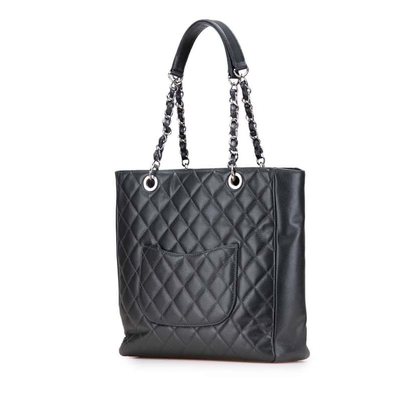 Chanel Caviar Vertical Grand Shopping Tote Black Leather Good condition - Back View