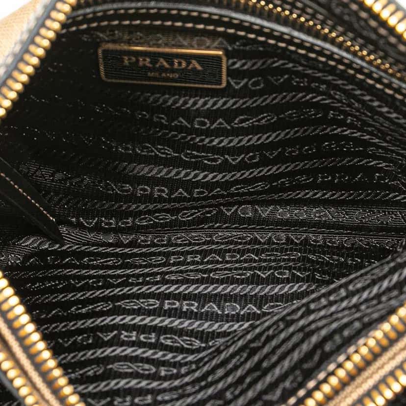 Prada Canvas Canapa Logo Double Zip Crossbody Brown Canvas Good condition - Model View