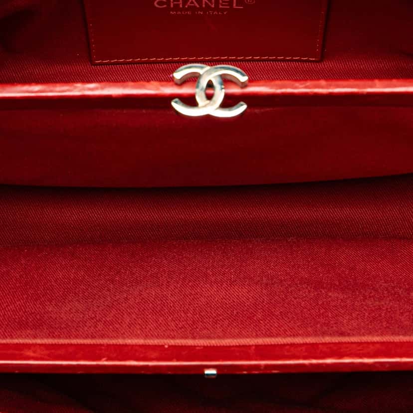 Chanel Large Glazed Calfskin Mademoiselle Bowling Bag Red Leather Good condition - Model View