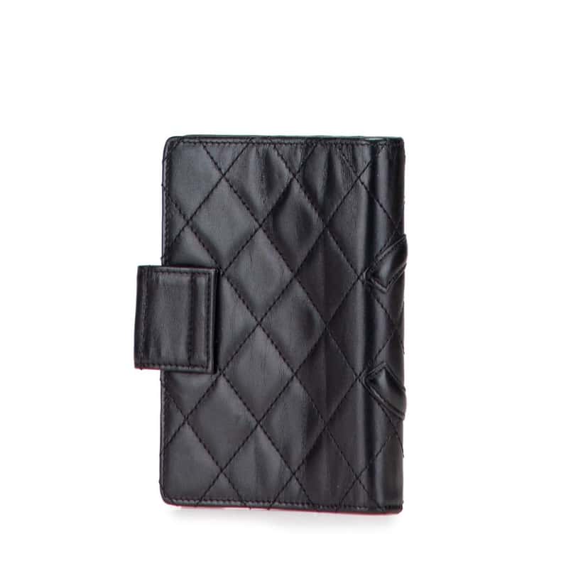 Chanel Cambon Ligne Quilted Lambskin Notebook Cover Black Leather Good condition - Back View