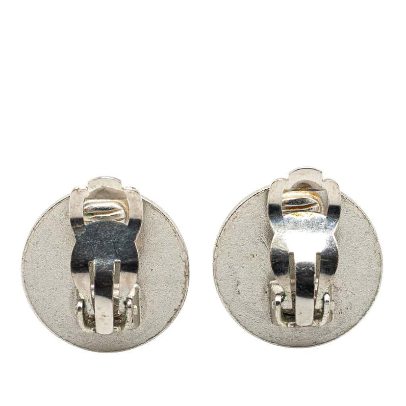 Chanel Silver Cruise CC Logo Disc Clip on Earrings Silver Silver Good condition - Back View
