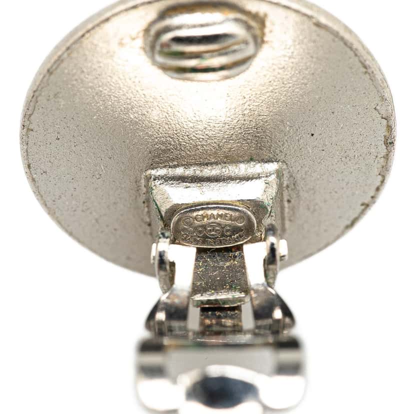 Chanel Silver Cruise CC Logo Disc Clip on Earrings Silver Silver Good condition - Inside View