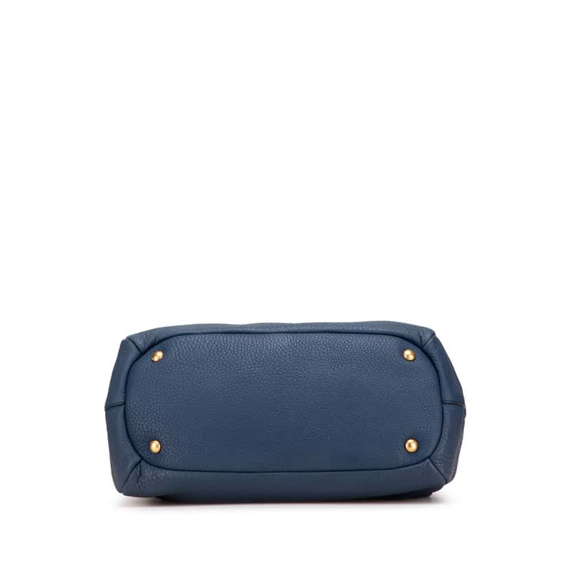 Prada Vitello Daino Sacca 2 Manici Convertible Tote Blue Leather Good condition - Inside View