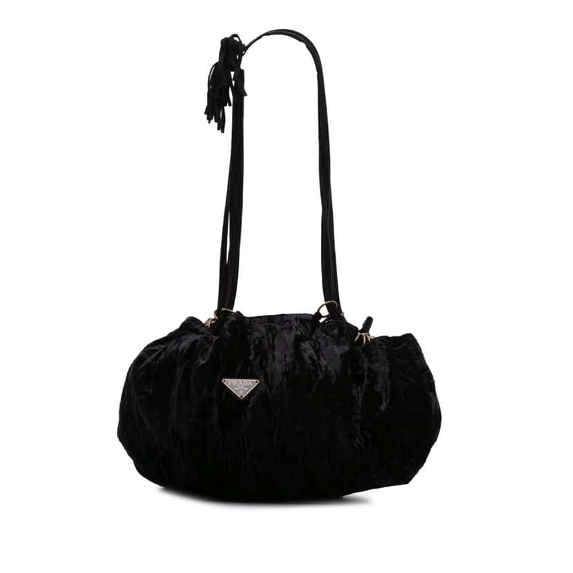 Prada Velvet Shoulder Bag Black Velvet Good condition - Front View