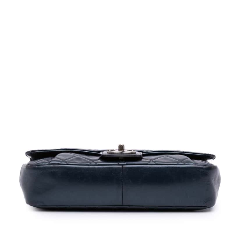 Chanel Medium Quilted Glazed Calfskin Coco Pleats Flap Blue Leather Good condition - Inside View