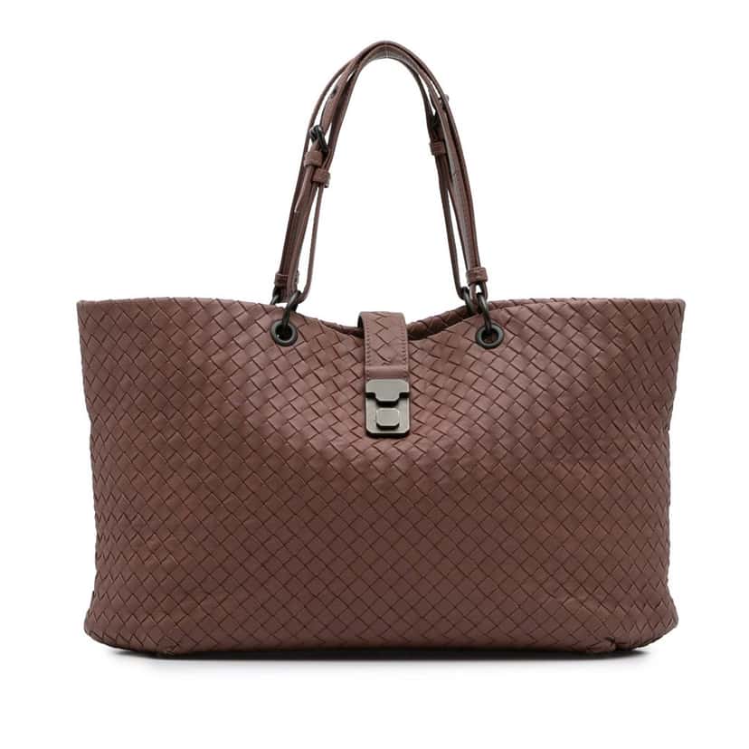 Bottega Veneta Large Nappa Intrecciato Capri Tote Pink Leather Good condition - Front View