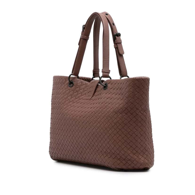 Bottega Veneta Large Nappa Intrecciato Capri Tote Pink Leather Good condition - Back View