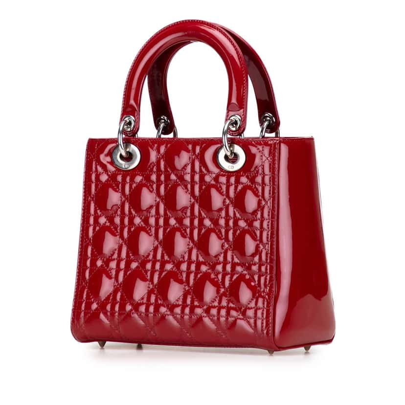 Dior Medium Patent Cannage Lady Dior Red Leather Very good condition - Back View